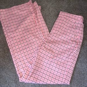 Pink plaid pants high rise